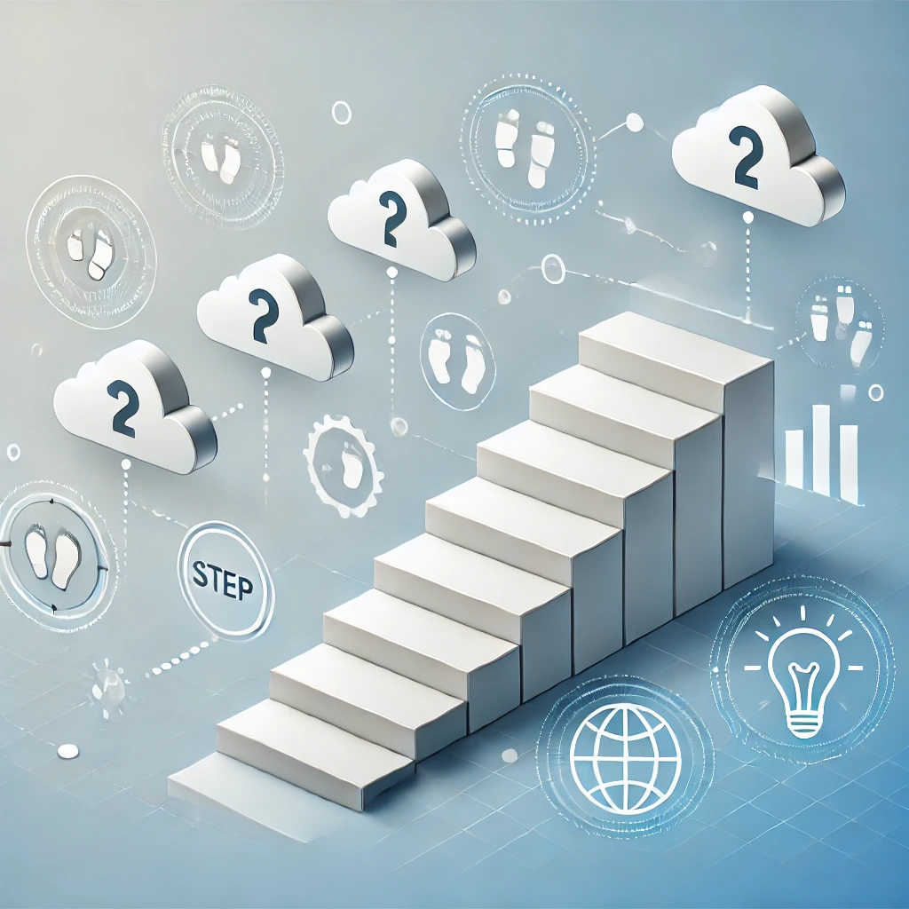 DALL·E 2024-12-03 14.21.41 - A visually appealing illustration representing a step-by-step process. The design features a staircase or tiered platform with numbered steps, each st