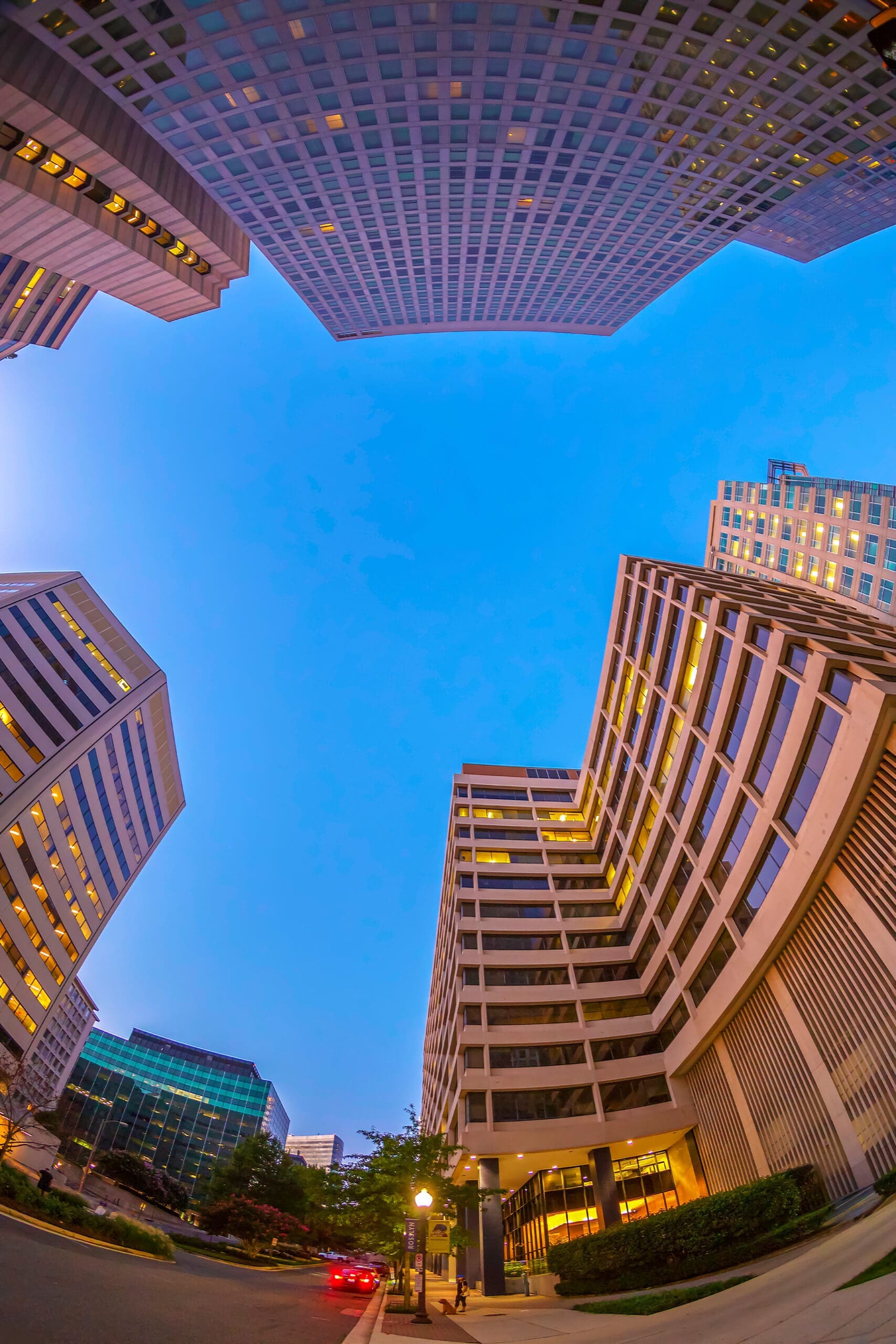 View at morning light of Rosslyn skyscrapers
